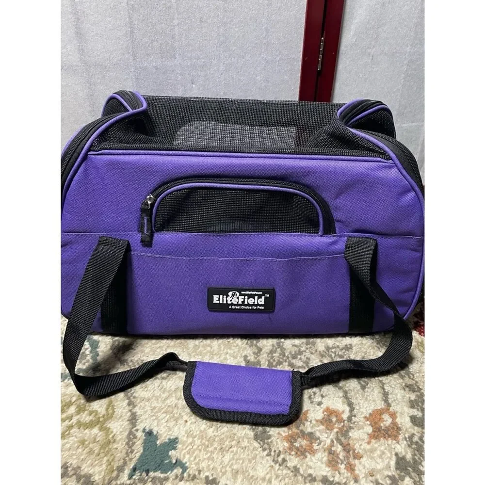 Elite Field Purple & Black Small Dog & Cat Carrier with Removable Pad & Mesh